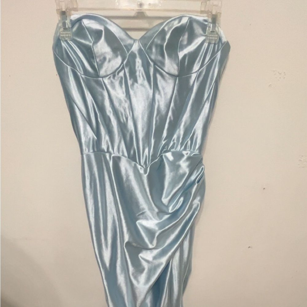 Prom Strapless Light Blue Satin dress